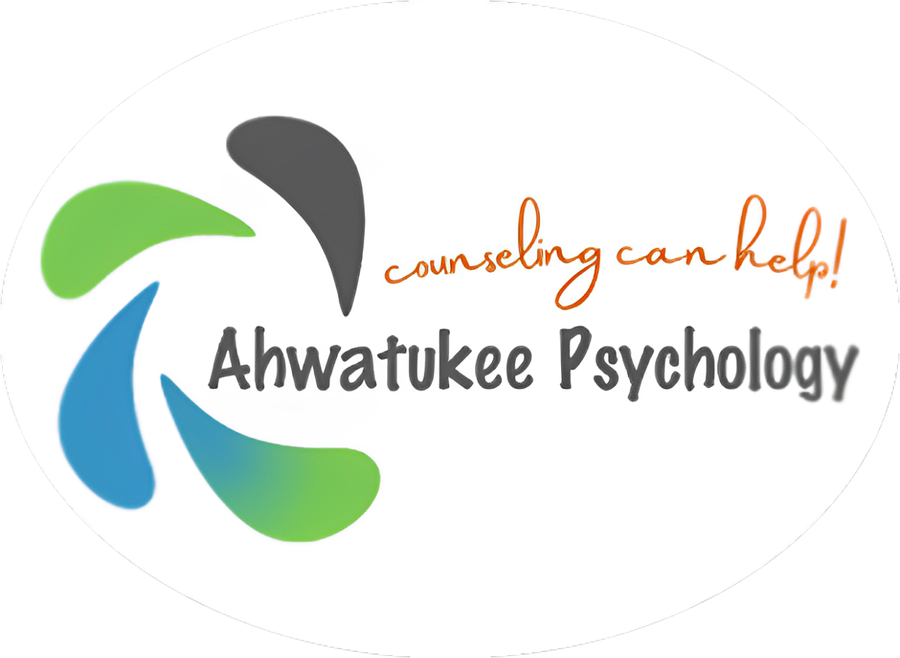 Logo of Ahwatukee Psychological Services with colorful abstract design.