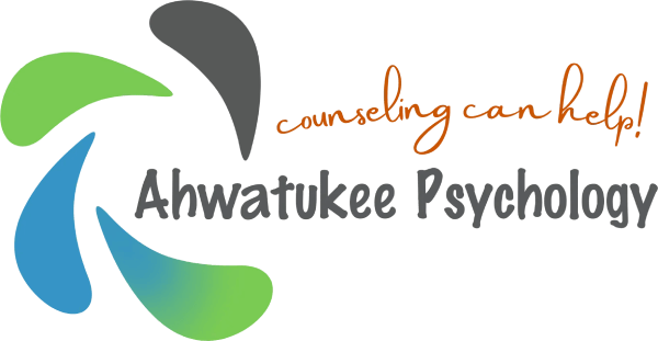 Ahwatukee Psychology logo with colorful design.