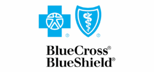 BlueCross BlueShield healthcare logo with blue cross and shield icons.